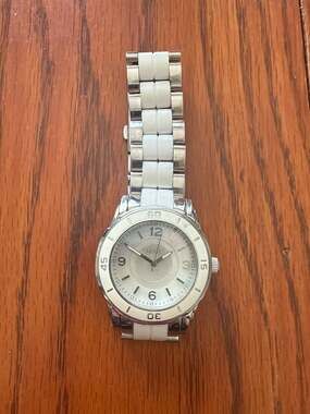 Relic Hannah Silver-Tone and White Enamel Women's Watch ZR11883